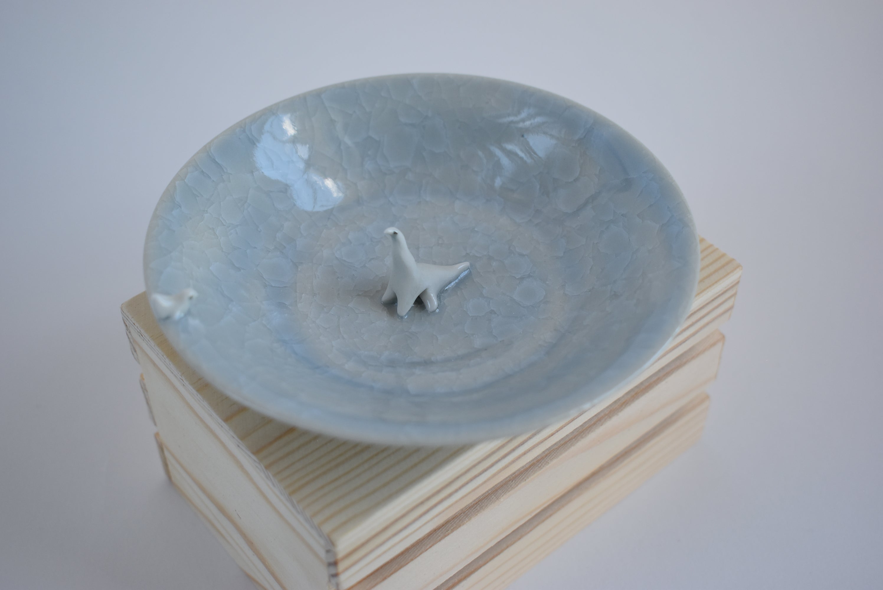 Trinket Dish with Dinosaur and Bird Friend